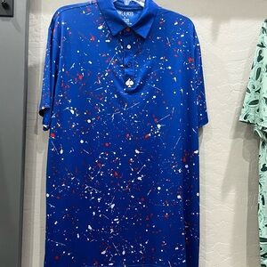 Men's Blue Splatter Polo Shirt